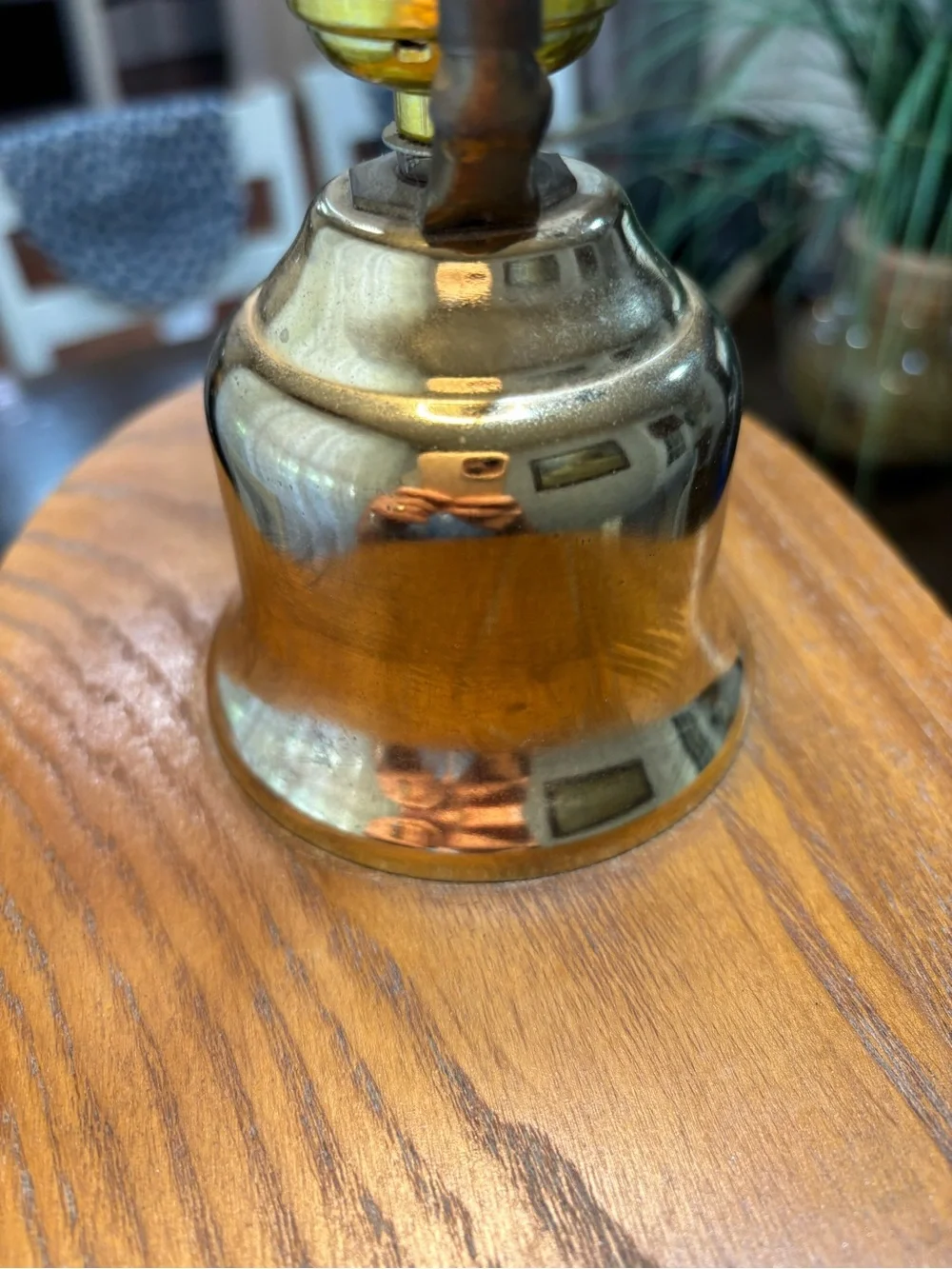 Don Ward 1970's Etched Amber Glass and Wood Lantern Table Lamp -  No shade